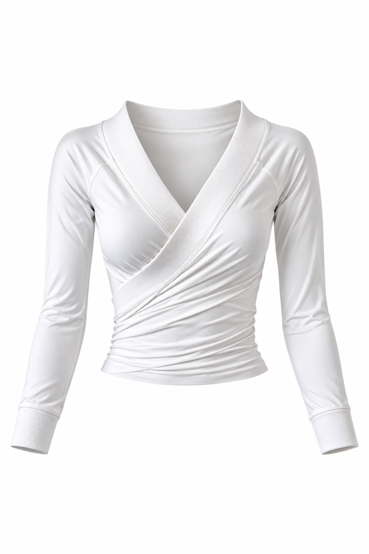 A+ The Timeless Elegant Mega stretch and Pristine white Overlap top by Maison Jokoth