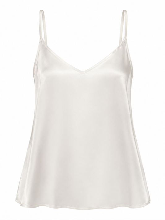 Amina- The Soft  Ivory Crème  Camisole – Luxury Women’s Satin Top