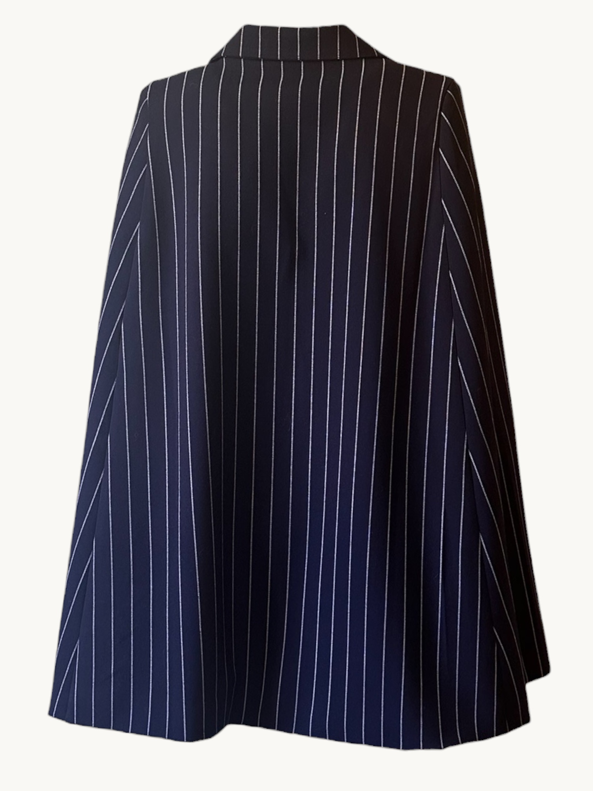 Tailored pinstripe Cape - Masterfully crafted  with fluid architectural silhouette